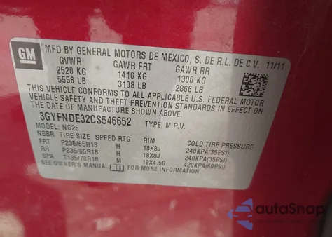 2012 Cadillac Srx Luxury Collection из США, поврежденный, VIN 3GYFNDE32CS546652